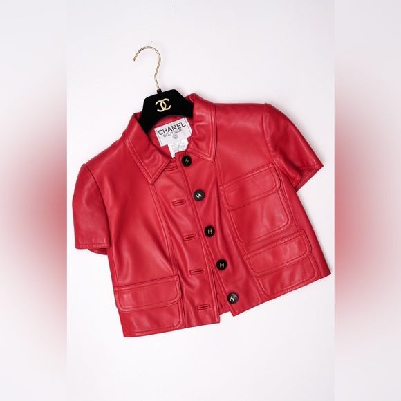 Chanel Red Leather Jacket from 1995 - Picture 6 of 7